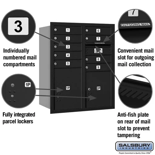 10 Door High Recessed Mounted 4C Horizontal Mailbox with Parcel Lockers - Rear Loading - Image 5