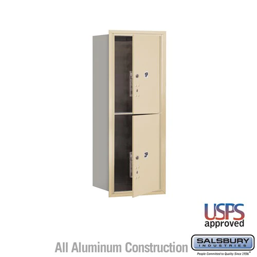 10 Door High Recessed Mounted 4C Horizontal Parcel Locker with 2 Parcel Lockers in Sandstone - USPS Approved