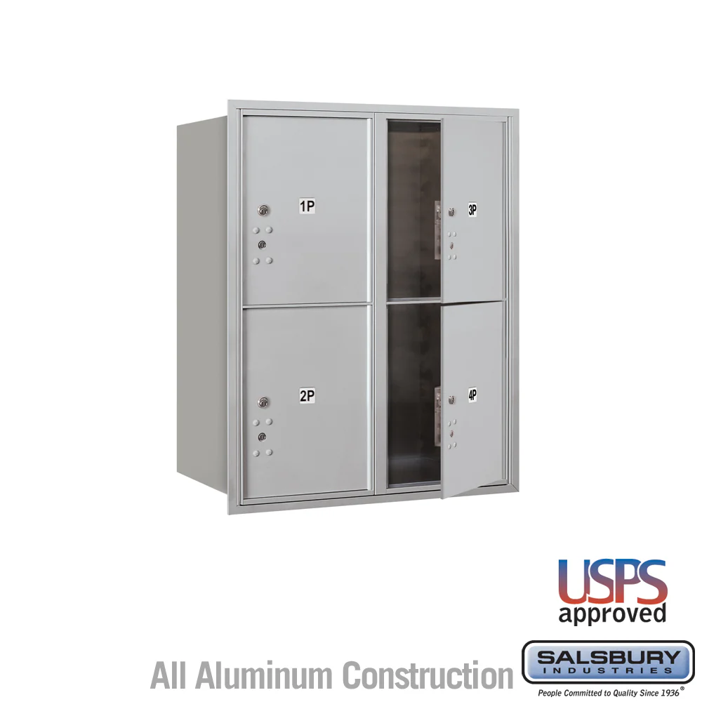 10 Door High Recessed Mounted 4C Horizontal Parcel Locker with 4 Parcel Lockers - Front Loading