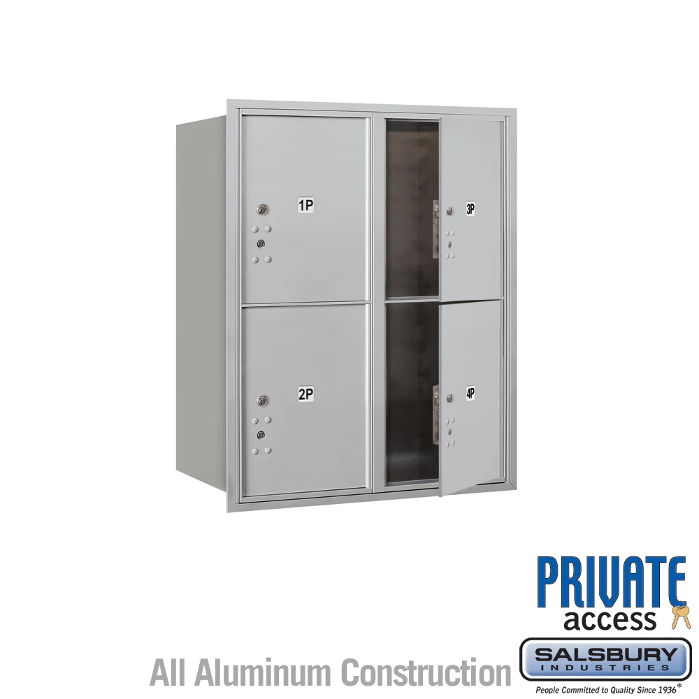 10 Door High Recessed Mounted 4C Horizontal Parcel Locker with 4 Parcel Lockers - Front Loading
