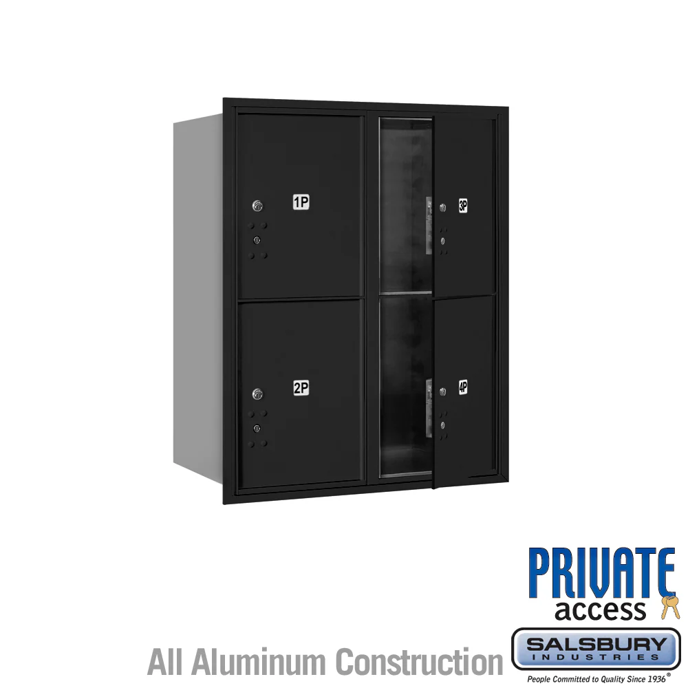 10 Door High Recessed Mounted 4C Horizontal Parcel Locker with 4 Parcel Lockers - Front Loading