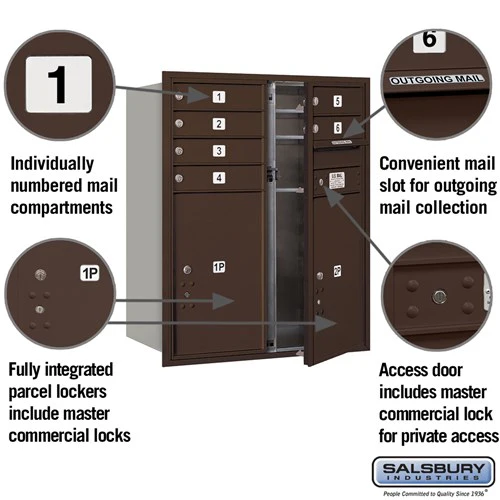 10 Door High Recessed Mounted Mailbox with Parcel Lockers - Bronze - Image 2