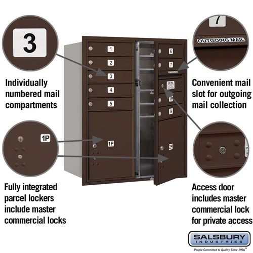 10 Door High Recessed Mounted Mailbox with Parcel Lockers in Bronze - Image 2