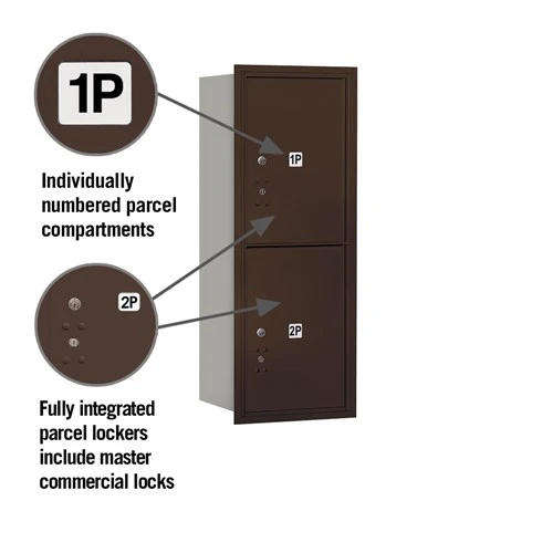 10-Door High Recessed Mounted Parcel Locker with 2 Parcel Lockers - Bronze - Rear Loading - Image 2