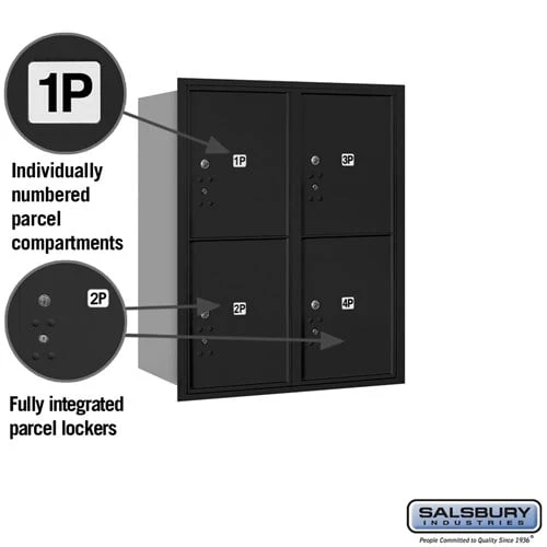 10-Door High Recessed Mounted Parcel Locker with 4 Parcel Lockers - Black, Rear Loading - Image 2