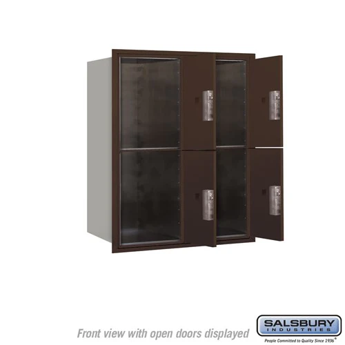 10 Door High Recessed Mounted Parcel Locker with 4 Parcel Lockers - Bronze - USPS Access - Image 3