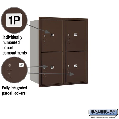 10-Door High Recessed Mounted Parcel Locker with USPS Access - Bronze - Rear Loading - Image 2