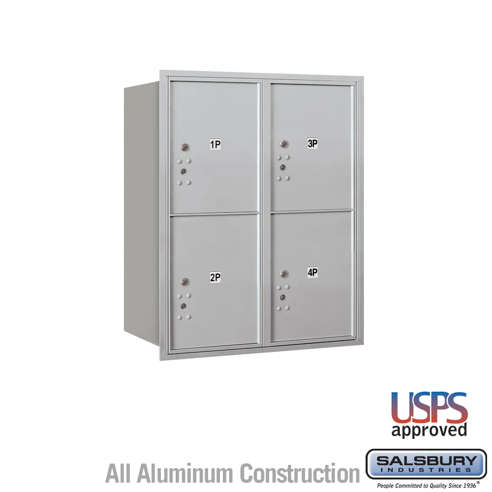 10-Door High Recessed Parcel Locker with 4 Parcel Lockers - Rear Loading