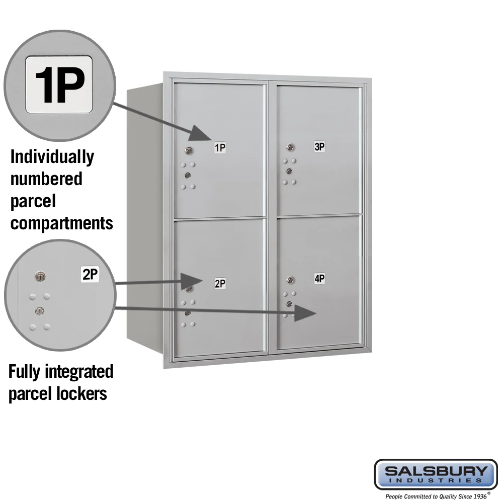 10-Door High Recessed Parcel Locker with 4 Parcel Lockers - Rear Loading - Image 2