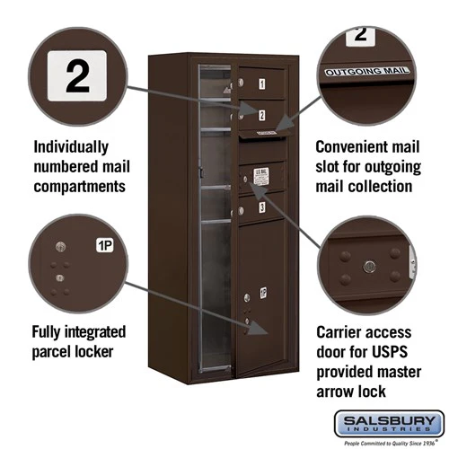 10 Door High Surface Mounted 4C Horizontal Mailbox with Parcel Locker in Bronze - Image 2
