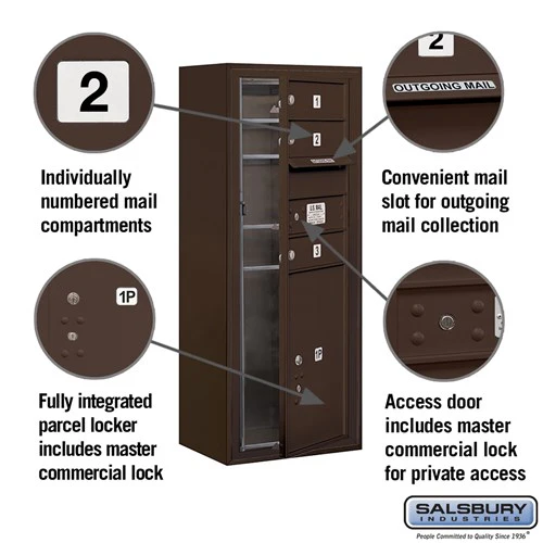 10 Door High Surface Mounted 4C Horizontal Mailbox with Parcel Locker in Bronze - Image 2