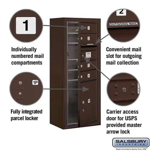 10 Door High Surface Mounted 4C Horizontal Mailbox with Parcel Locker in Bronze - Image 2