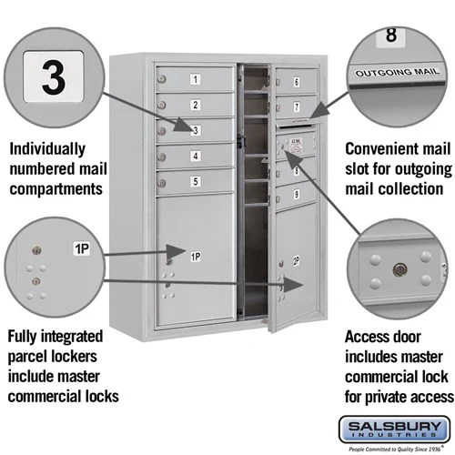 10 Door High Surface Mounted 4C Horizontal Mailbox with Parcel Lockers and Private Access - Image 2
