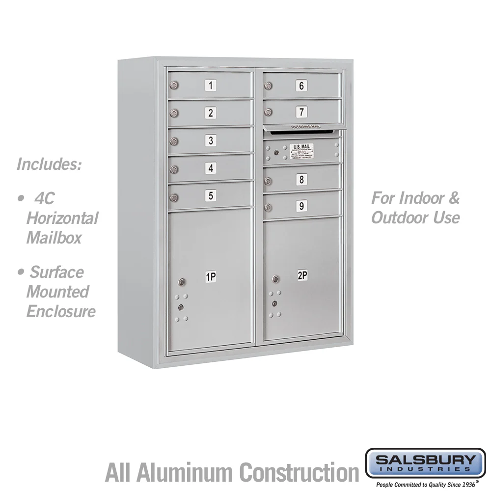 10 Door High Surface Mounted 4C Horizontal Mailbox with Parcel Lockers and USPS Access - Image 5