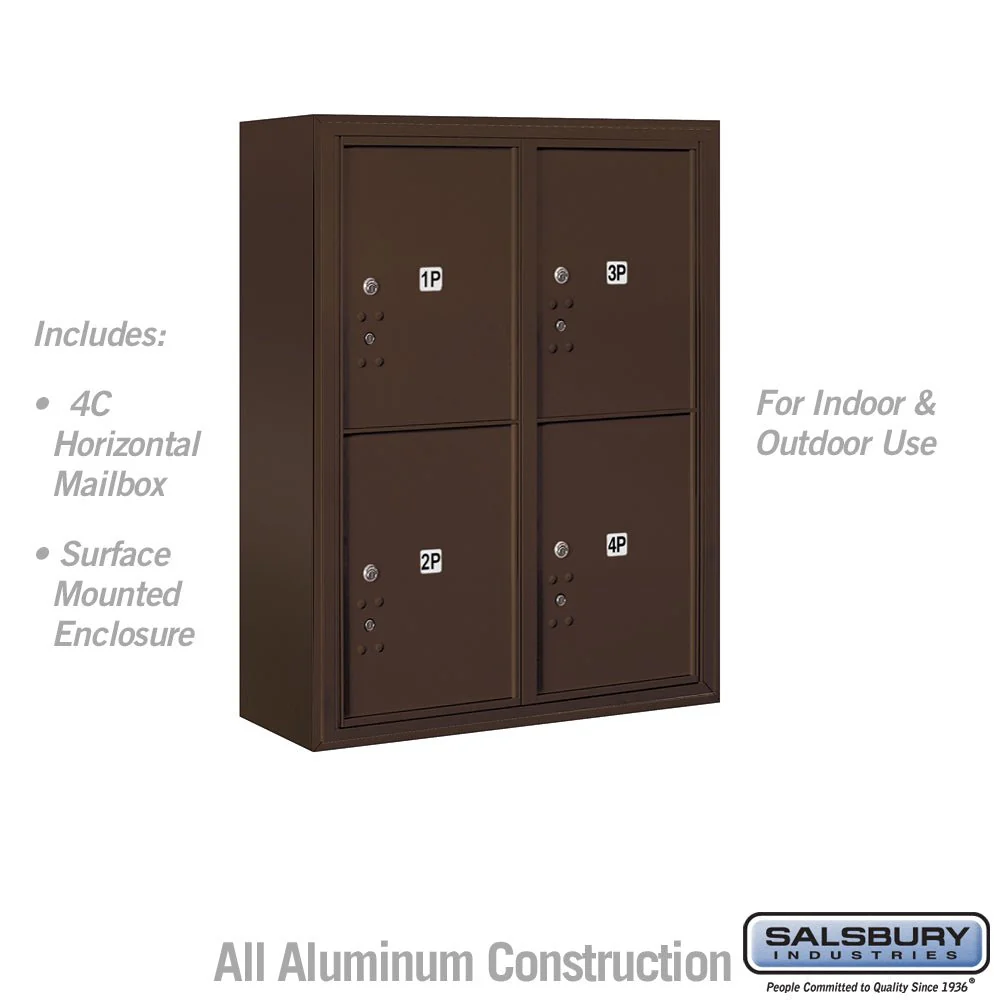 10 Door High Surface Mounted Parcel Locker with 4 Parcel Lockers in Bronze for USPS Access