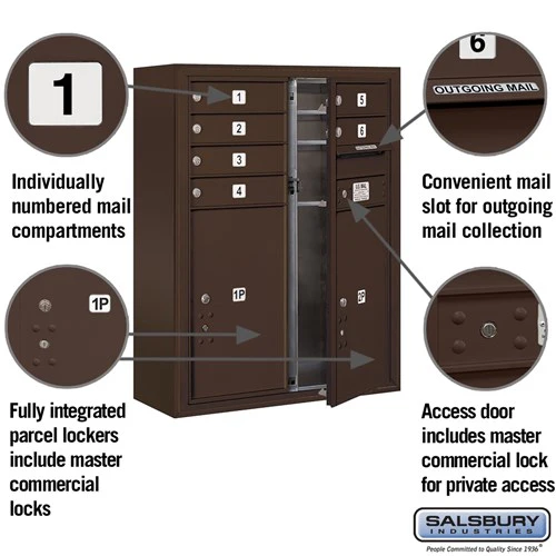 10 Door High Surface Mounted 4C Horizontal Mailbox with Parcel Lockers in Bronze - Image 2