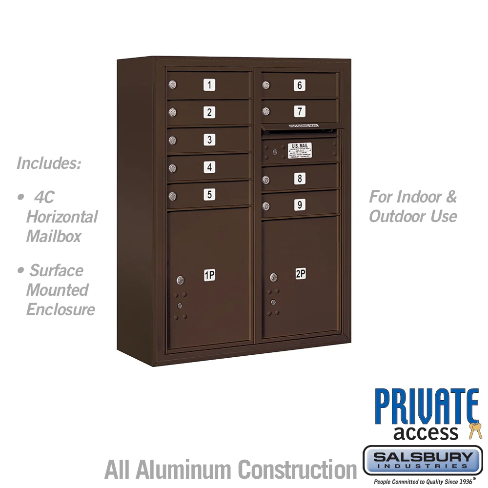 10 Door High Surface Mounted Parcel Locker with 4 Parcel Lockers in Bronze for USPS Access - Image 5