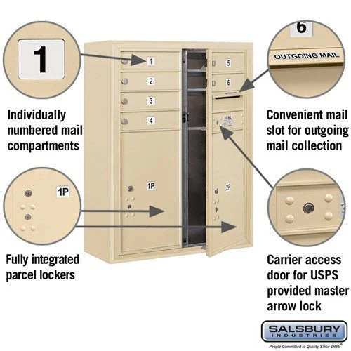 10 Door High Surface Mounted 4C Horizontal Mailbox with Parcel Lockers in Sandstone - Image 2