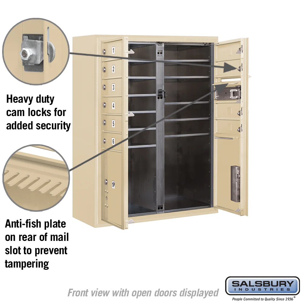 10 Door High Surface Mounted 4C Horizontal Mailbox with Parcel Lockers in Sandstone - Image 3