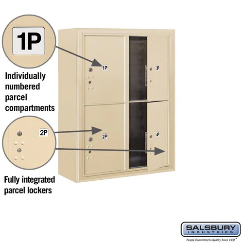 10 Door High Surface Mounted 4C Horizontal Parcel Locker with 4 Parcel Lockers in Sandstone with USPS Access - Image 2