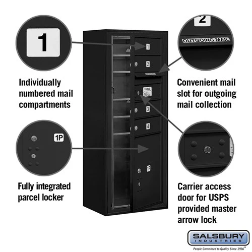 10-Door High Surface Mounted Mailbox with Parcel Locker in Black with USPS Access - Image 2