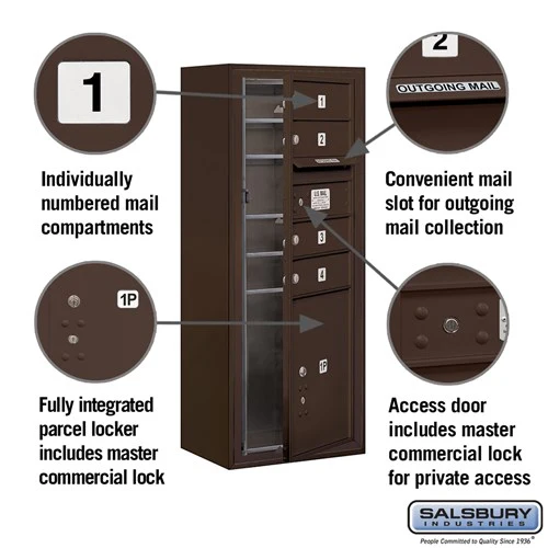 10 Door High Surface Mounted Mailbox with Parcel Locker in Bronze - Image 2
