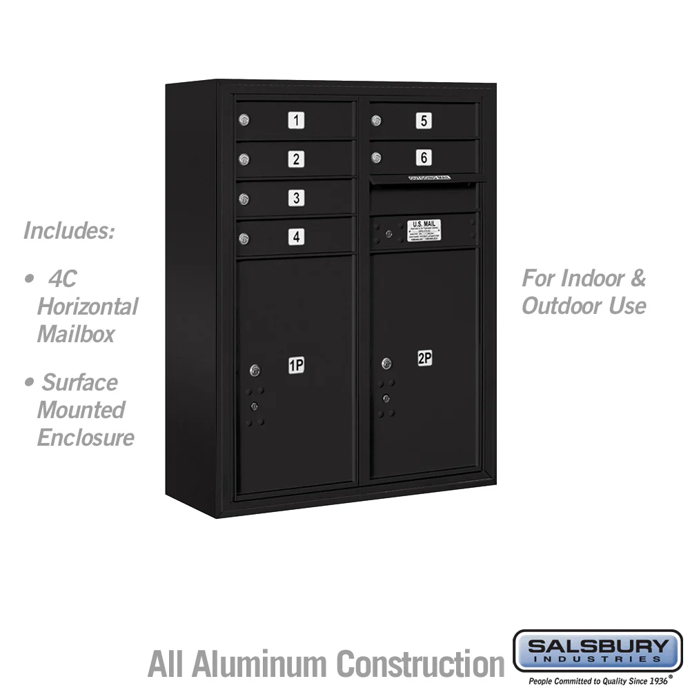 10-Door High Surface Mounted Mailbox with Parcel Lockers in Black