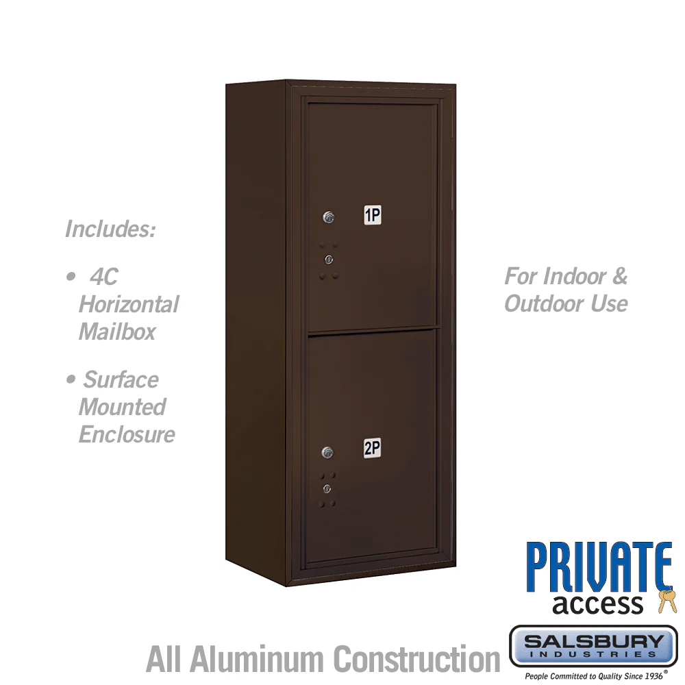 10 Door High Surface Mounted Parcel Locker with 2 Parcel Lockers in Bronze for Private Access