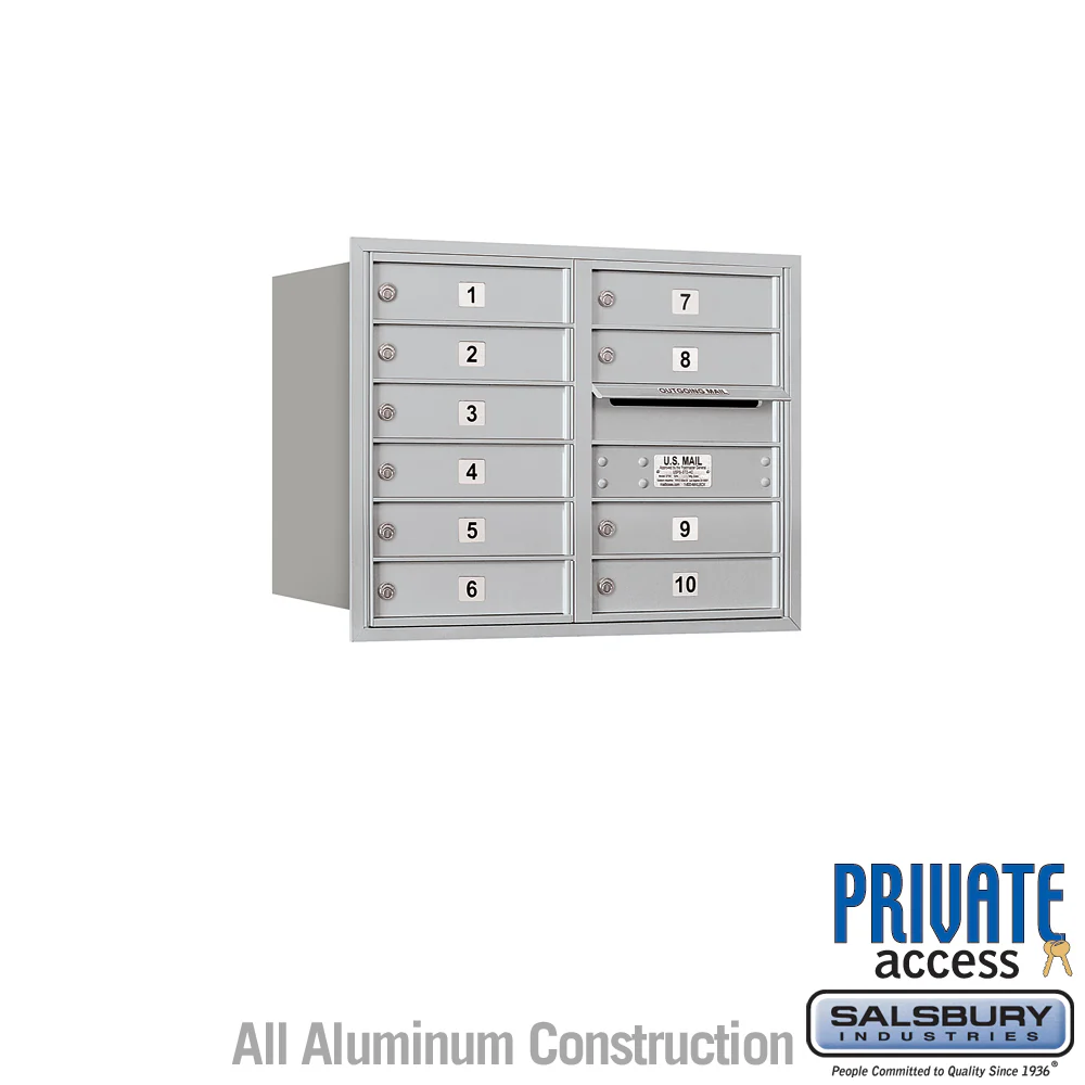 10-Door Recessed Mounted 4C Horizontal Mailbox with Rear Loading and Private Access
