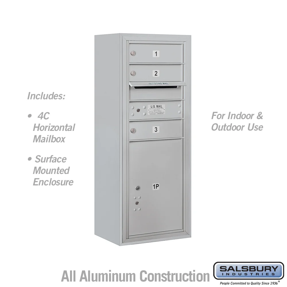 10-Door Surface Mounted 4C Horizontal Mailbox with Parcel Locker