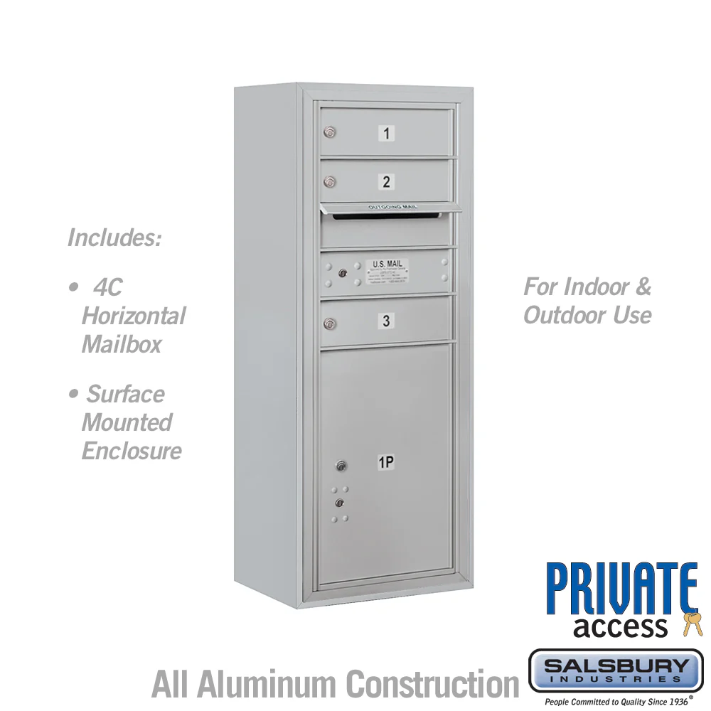 10-Door Surface Mounted Mailbox with Parcel Locker for Private Access