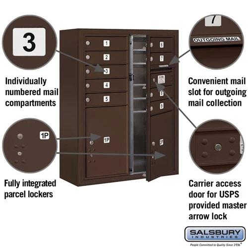 10-Door Surface Mounted Mailbox with Parcel Lockers in Bronze - Image 2