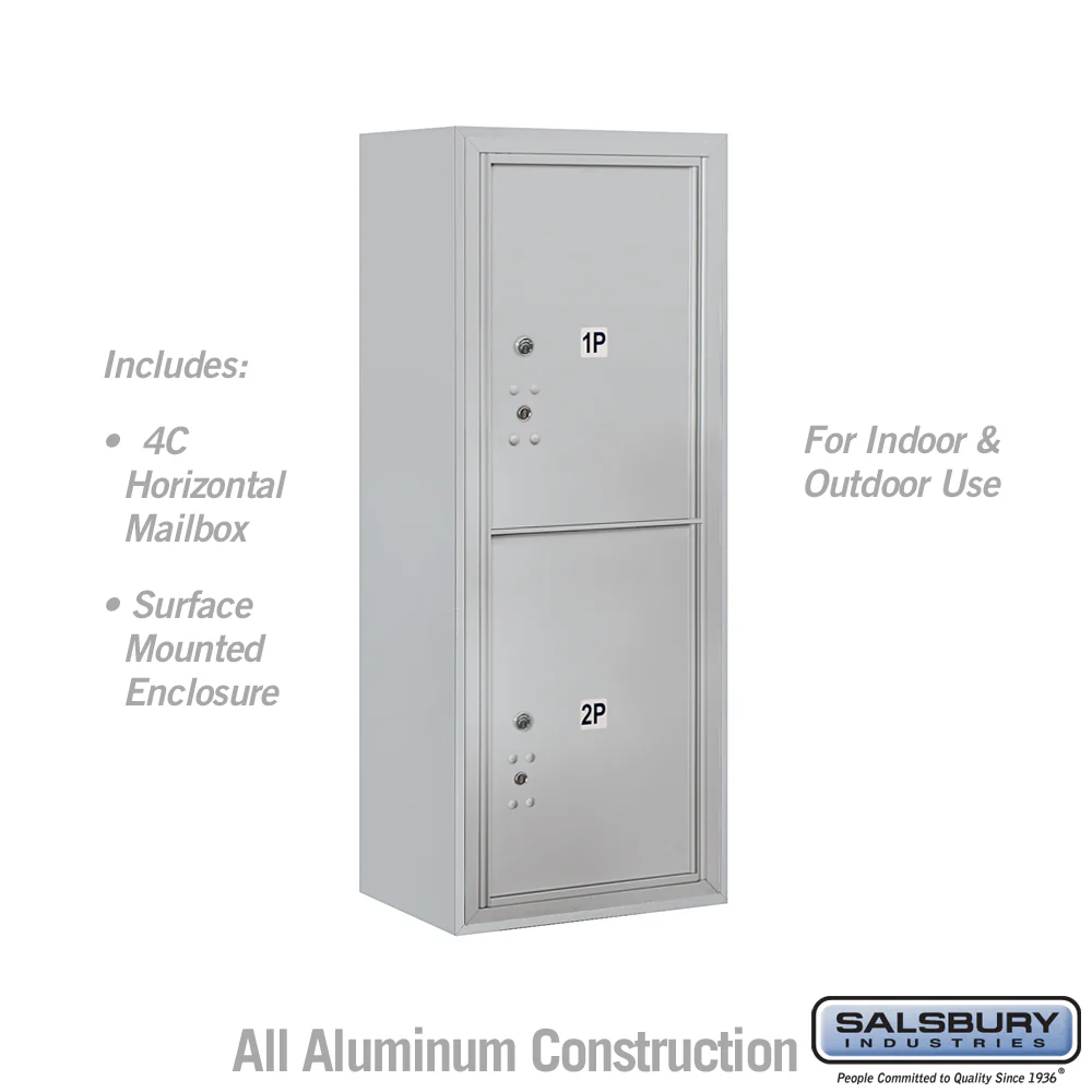 10-Door Surface Mounted Parcel Locker with 2 Parcel Lockers, Aluminum, USPS Access