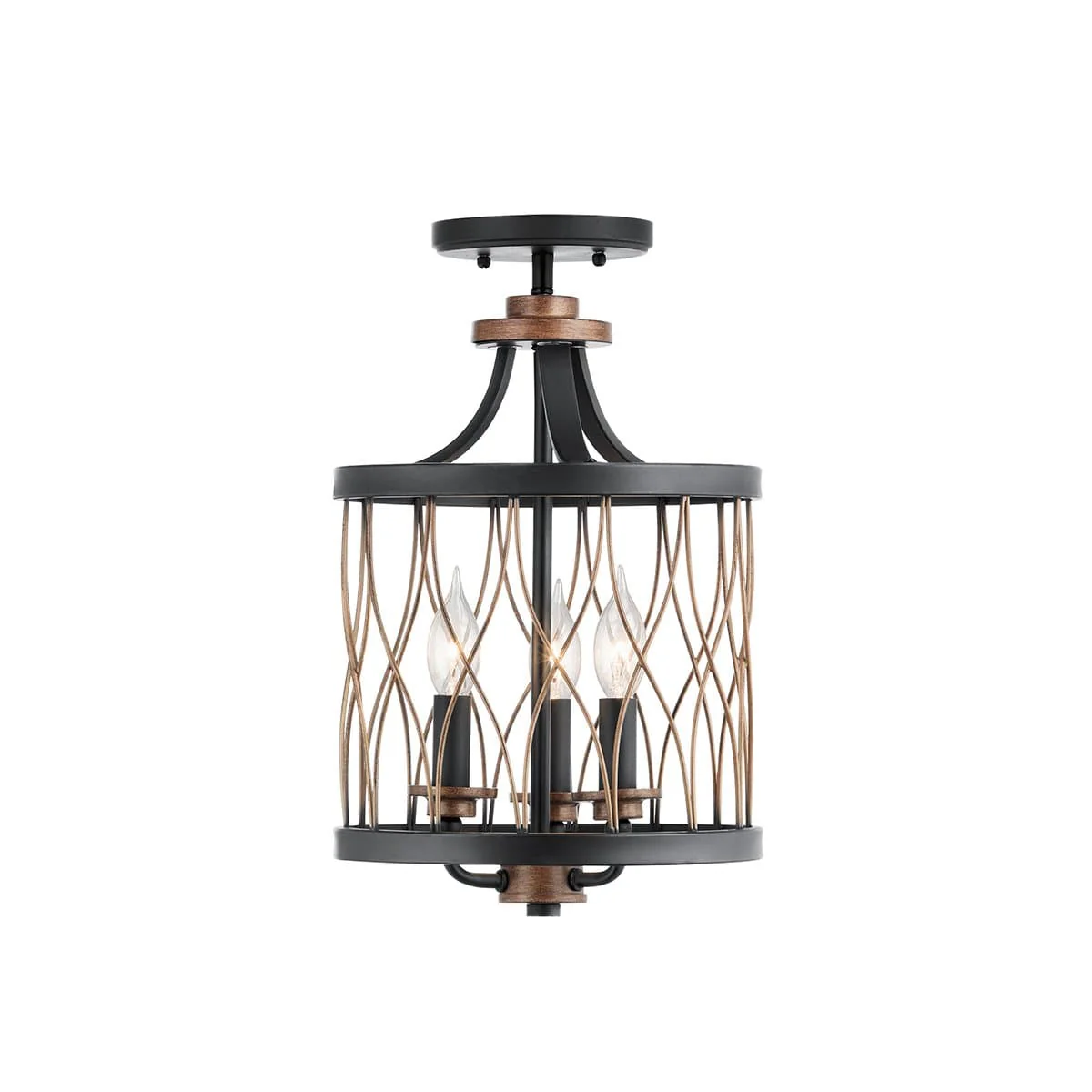 Kichler Brookglen Black with Gold Tone French Country/Cottage Drum Pendant Light - Image 9