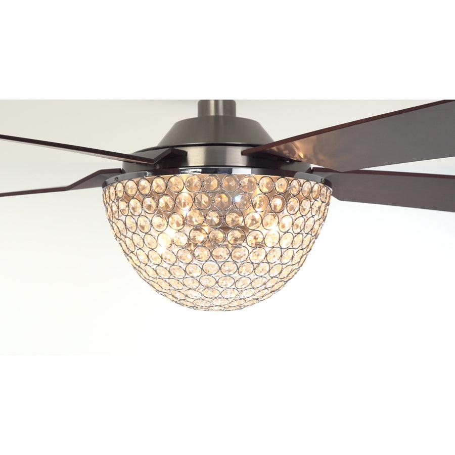 Harbor Breeze Parklake 52-in Brushed Nickel Indoor Ceiling Fan with Crystal Light Kit & Remote, 5-Blade