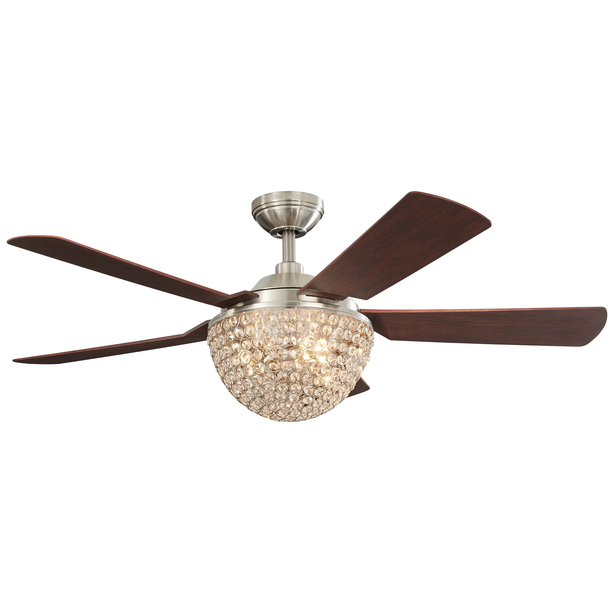 Harbor Breeze Parklake 52-in Brushed Nickel Indoor Ceiling Fan with Crystal Light Kit & Remote, 5-Blade - Image 10