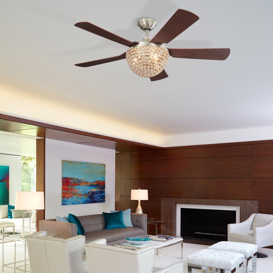 Harbor Breeze Parklake 52-in Brushed Nickel Indoor Ceiling Fan with Crystal Light Kit & Remote, 5-Blade - Image 8