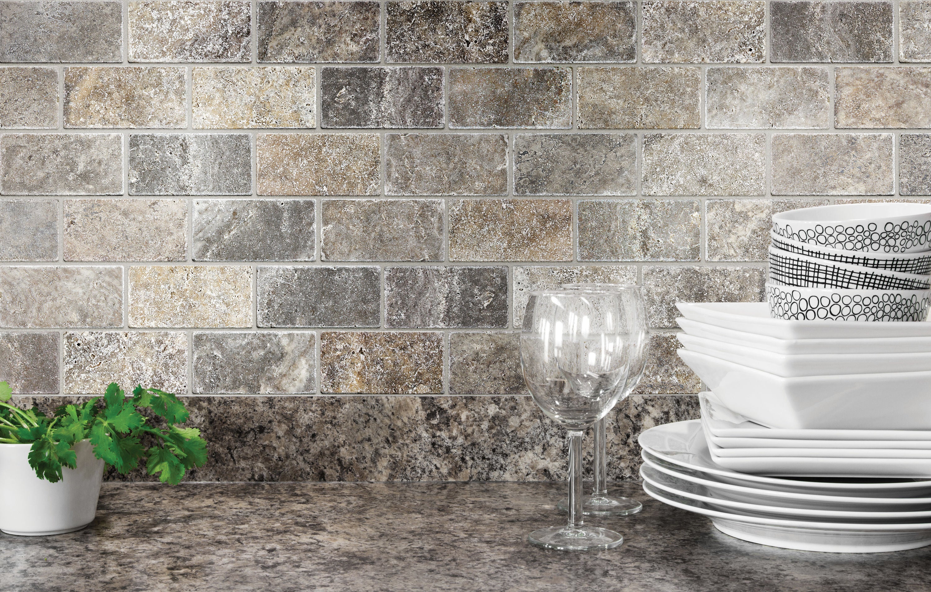 Satori Silver Crescent 12-in x 12-in Tumbled Natural Stone Travertine Brick Subway Wall Tile - Image 10