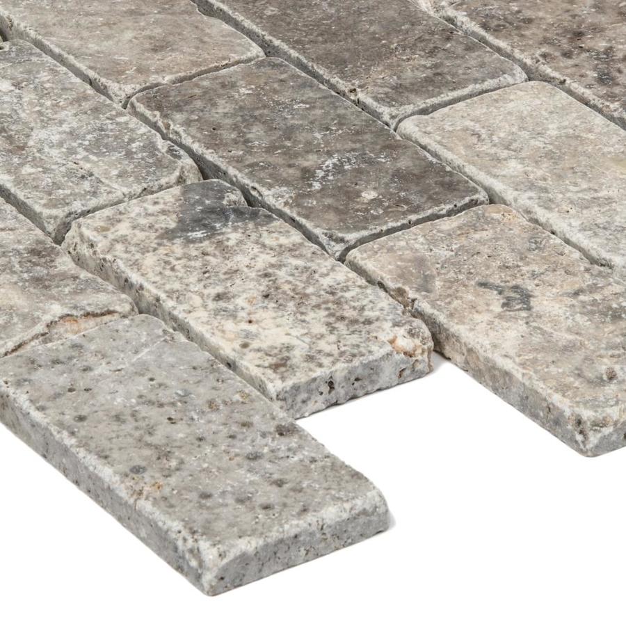 Satori Silver Crescent 12-in x 12-in Tumbled Natural Stone Travertine Brick Subway Wall Tile - Image 2