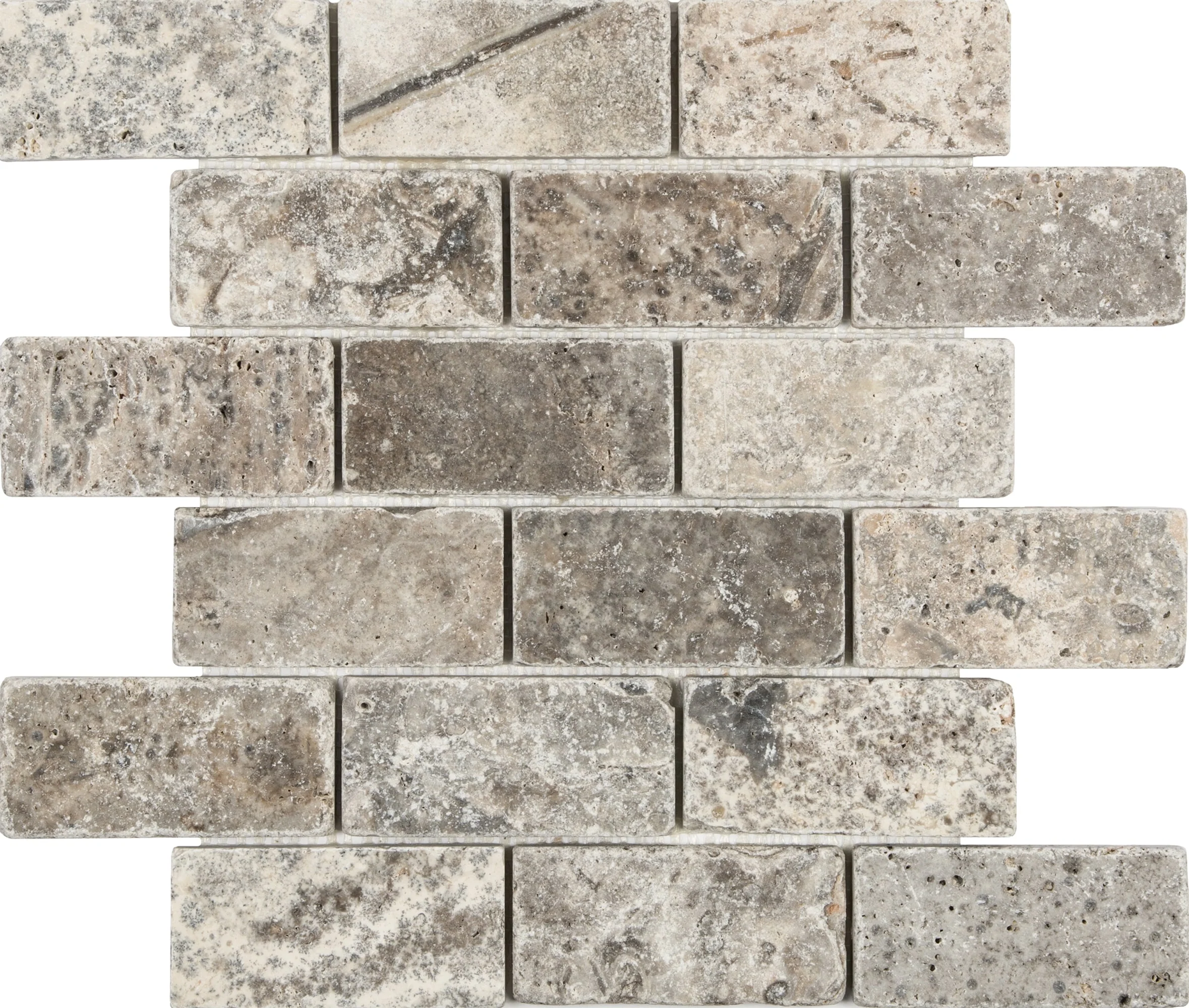 Satori Silver Crescent 12-in x 12-in Tumbled Natural Stone Travertine Brick Subway Wall Tile - Image 5