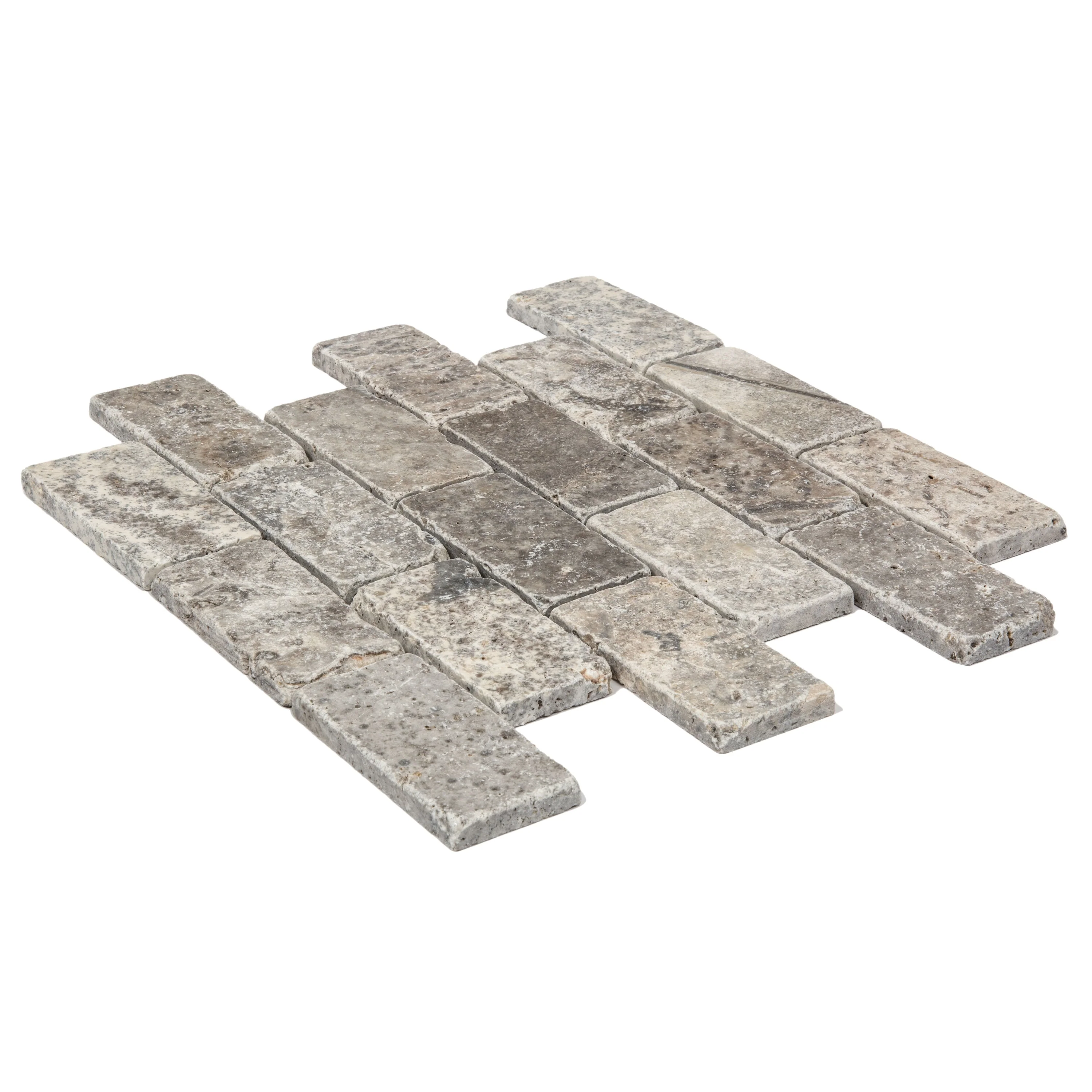 Satori Silver Crescent 12-in x 12-in Tumbled Natural Stone Travertine Brick Subway Wall Tile - Image 6