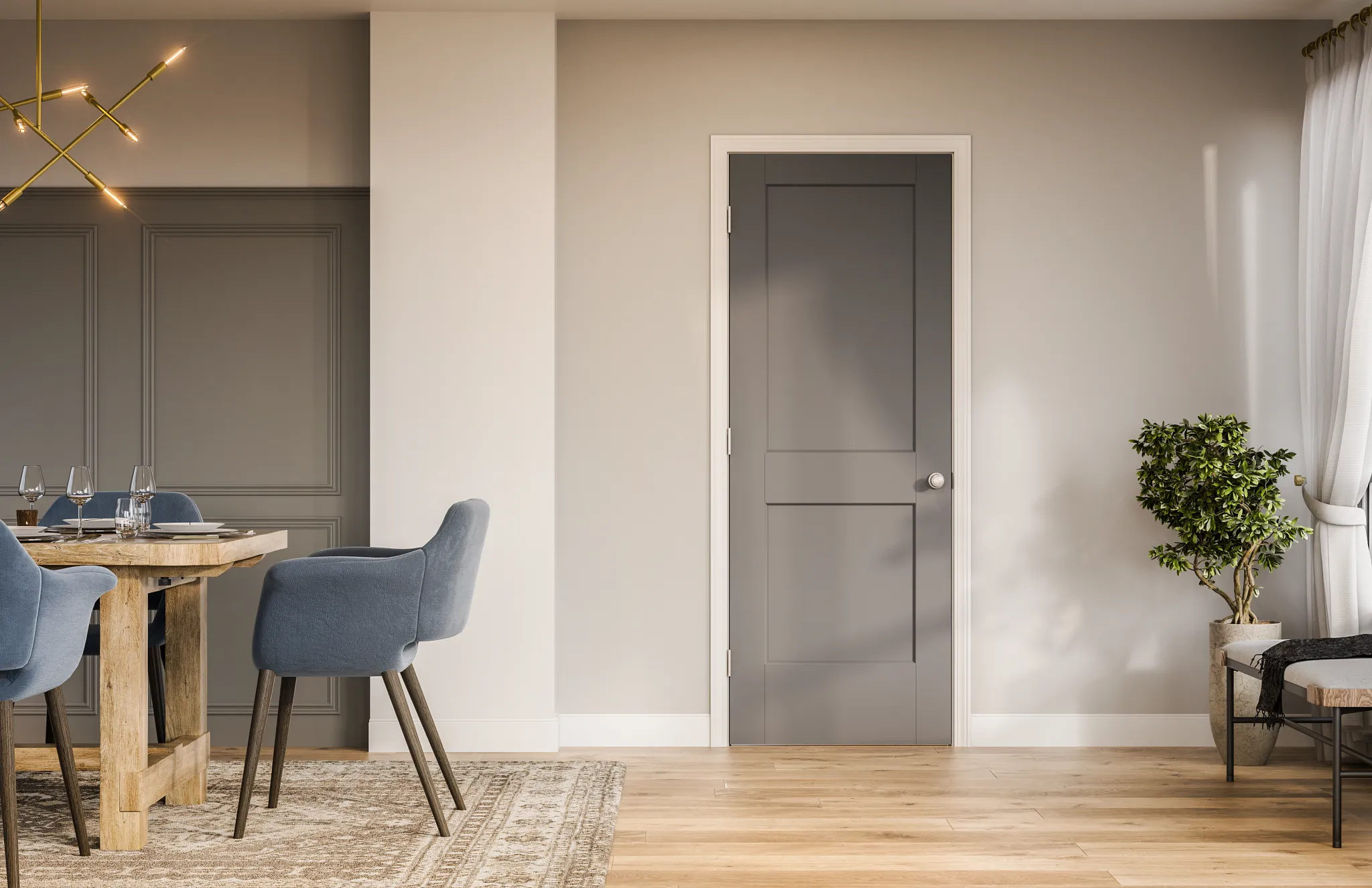 Masonite Traditional 36-in x 80-in 2-Panel Square Hollow Core Primed Molded Composite Right Hand Inswing/Outswing Single Prehung Interior Door - Image 6