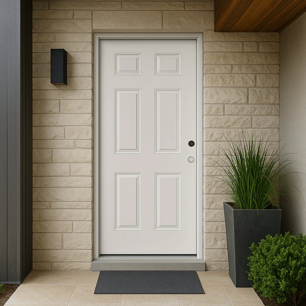 Masonite 6-Panel Primed Smooth Fiberglass Prehung Front Door, Left-Hand Inswing, 30 in. x 80 in. - Image 4