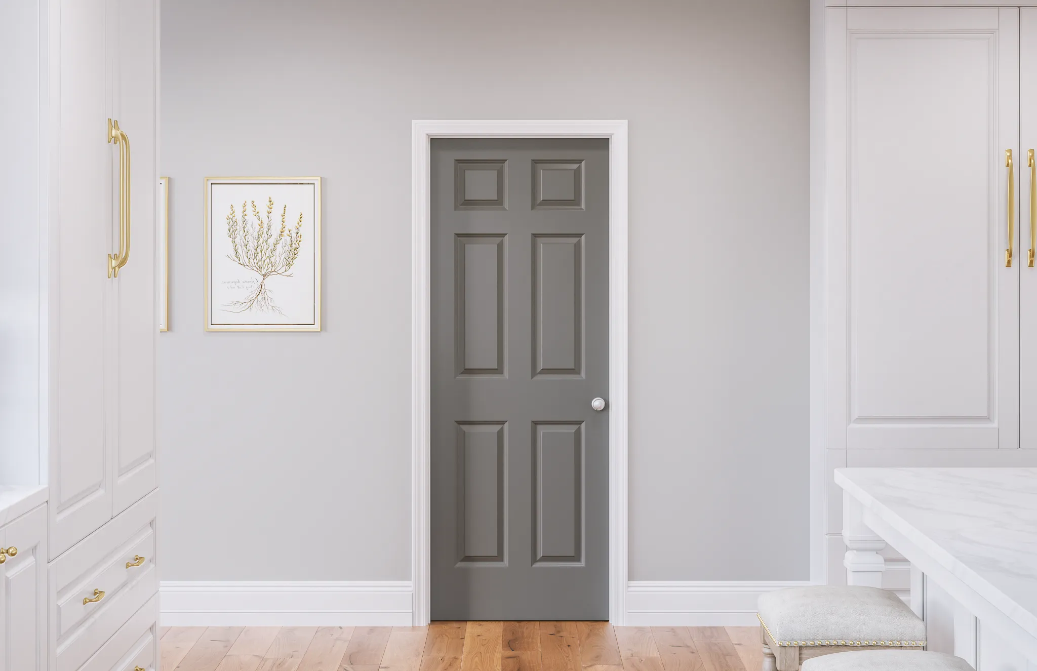 Masonite Traditional 30-in x 80-in 6-Panel Hollow Core Primed Molded Composite Left-Hand Inswing/Outswing Single Prehung Interior Door - Image 2