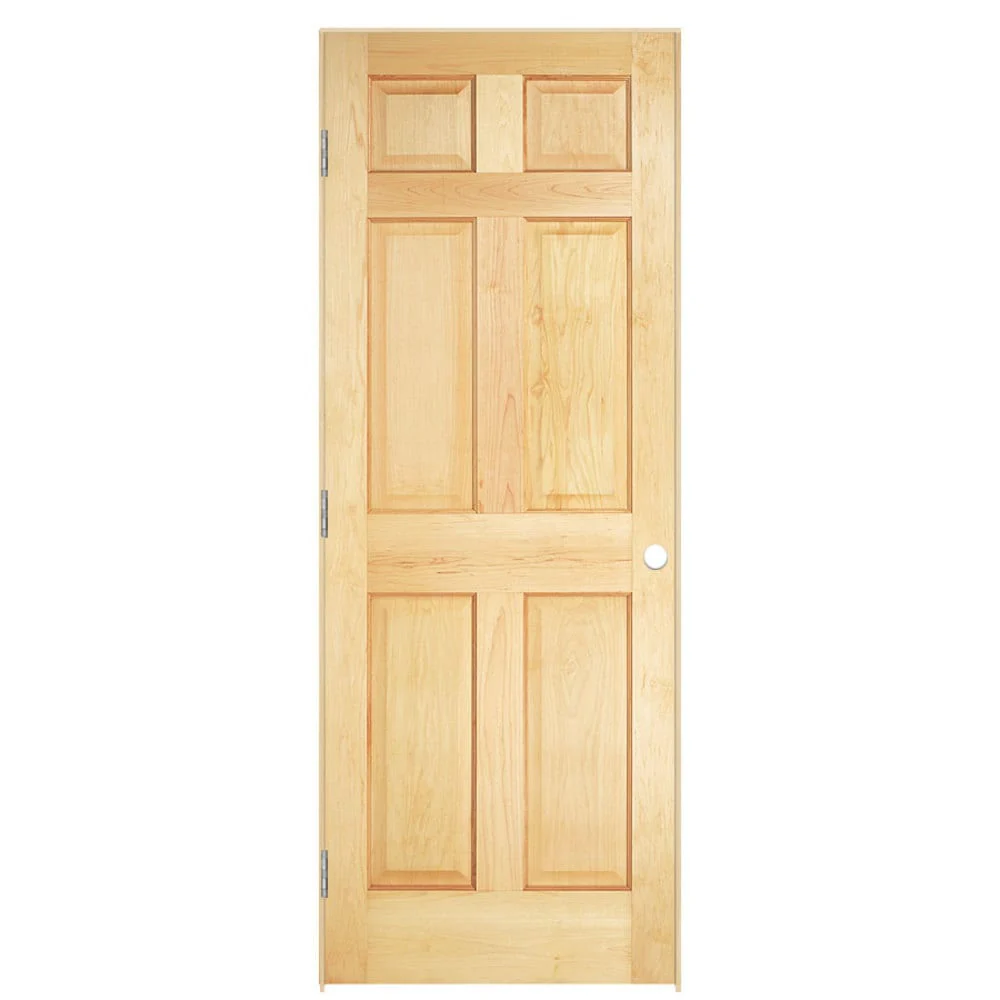 Masonite Traditional 30-in x 80-in Unfinished 6-Panel Solid Core Pine Wood Right-Hand Single Prehung Interior Door