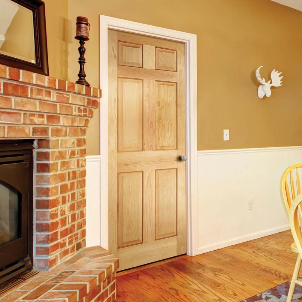 Masonite Traditional 30-in x 80-in Unfinished 6-Panel Solid Core Pine Wood Right-Hand Single Prehung Interior Door - Image 2