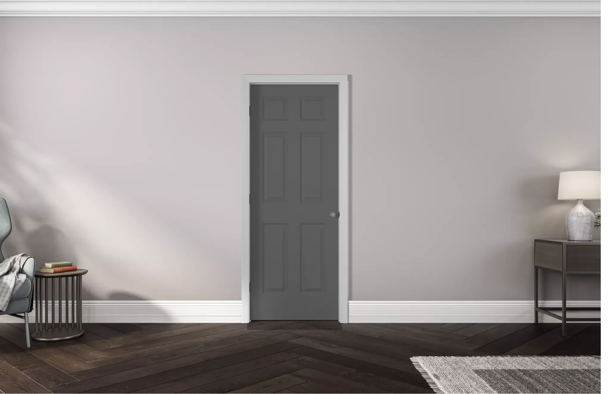 Masonite Traditional 28-in x 80-in 6-Panel Solid Core Primed Molded Composite Left Hand Single Prehung Interior Door - Image 4