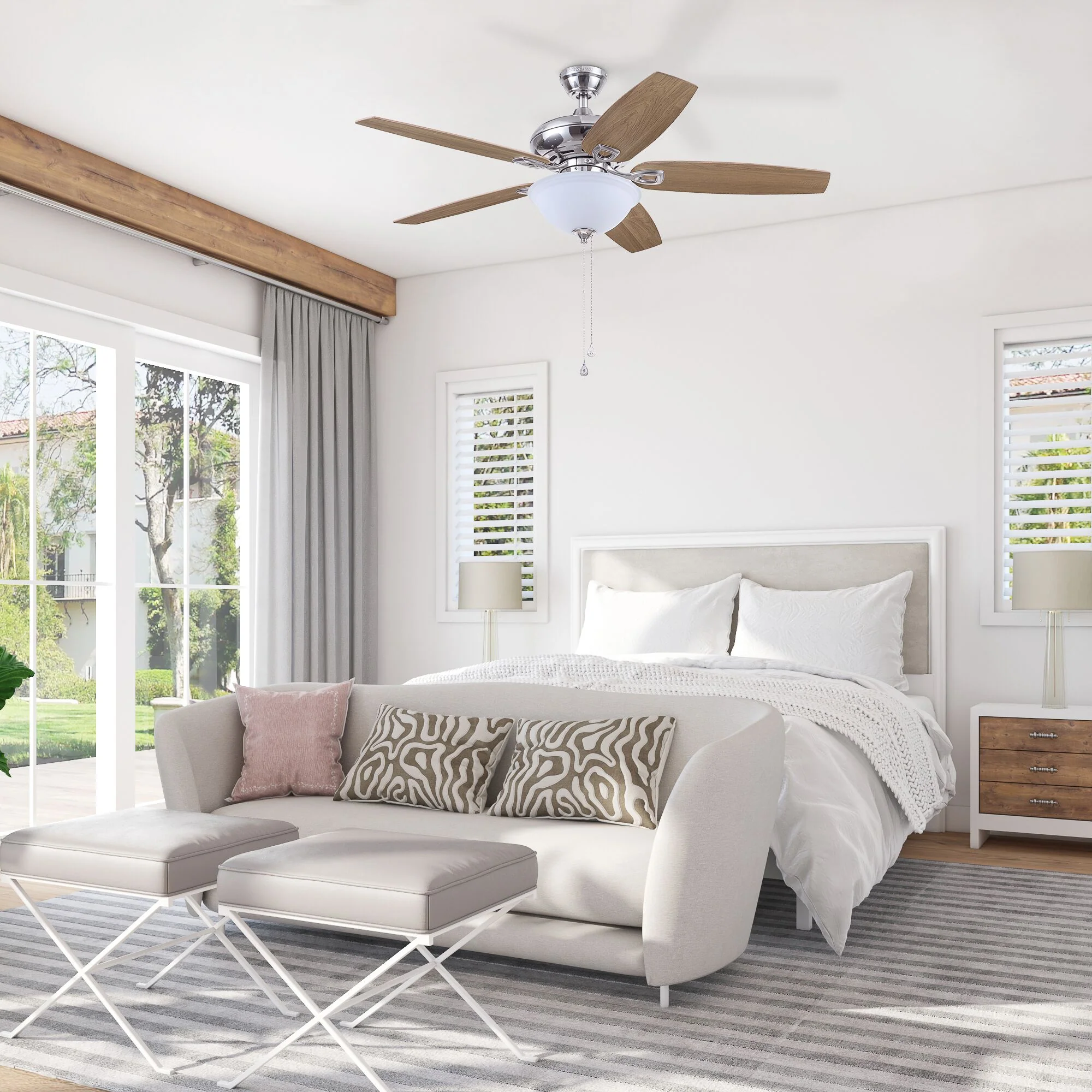 Harbor Breeze Coastal Creek 52-in Brushed Nickel LED Indoor Ceiling Fan with Light Kit (5-Blade) - Image 16