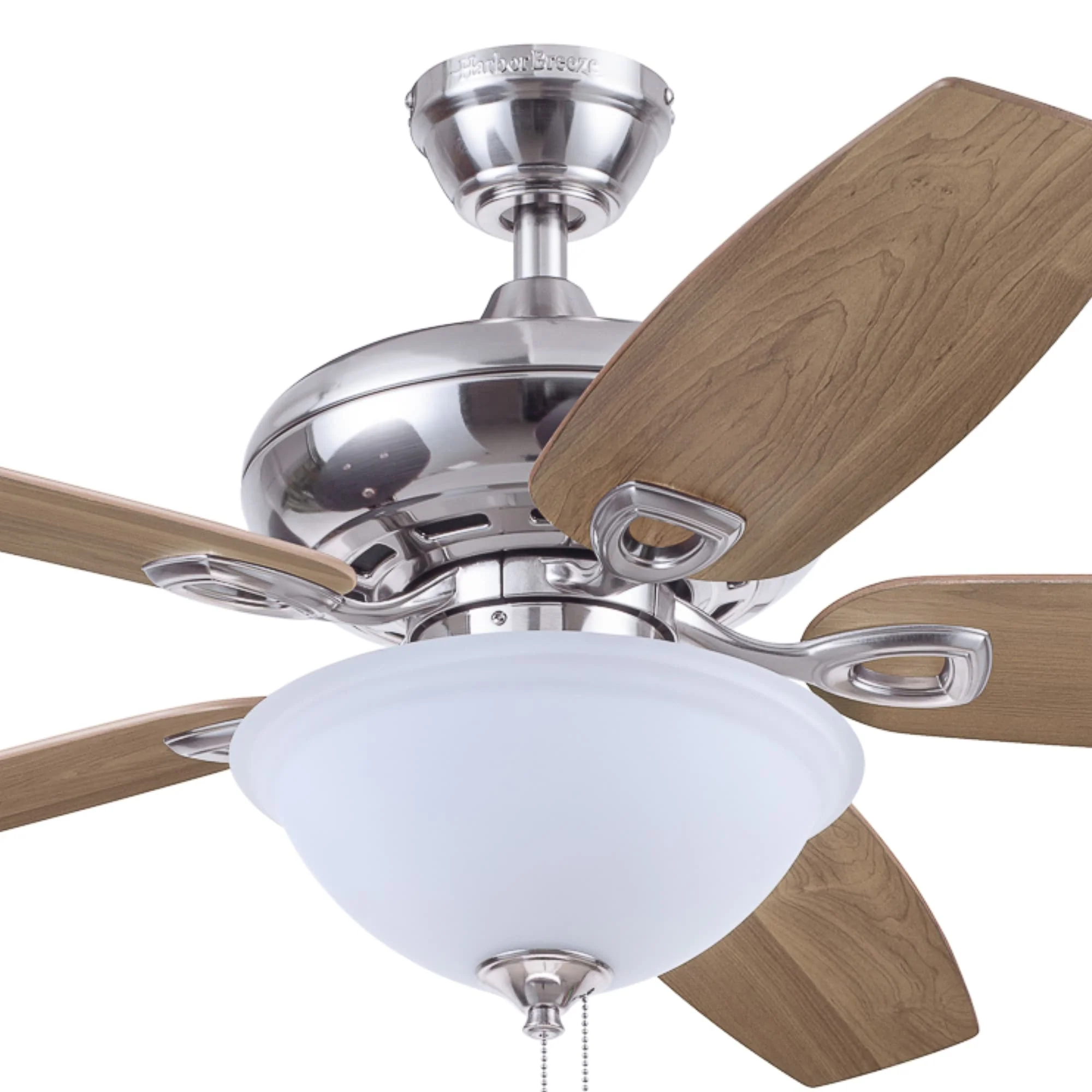 Harbor Breeze Coastal Creek 52-in Brushed Nickel LED Indoor Ceiling Fan with Light Kit (5-Blade) - Image 17