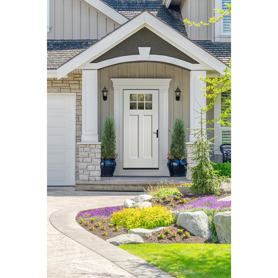 Therma-Tru Benchmark Doors Smooth-Star 36-in x 80-in Fiberglass Craftsman 6-Lite Left-Hand Inswing Ready-to-Paint Prehung Front Door with Brickmould